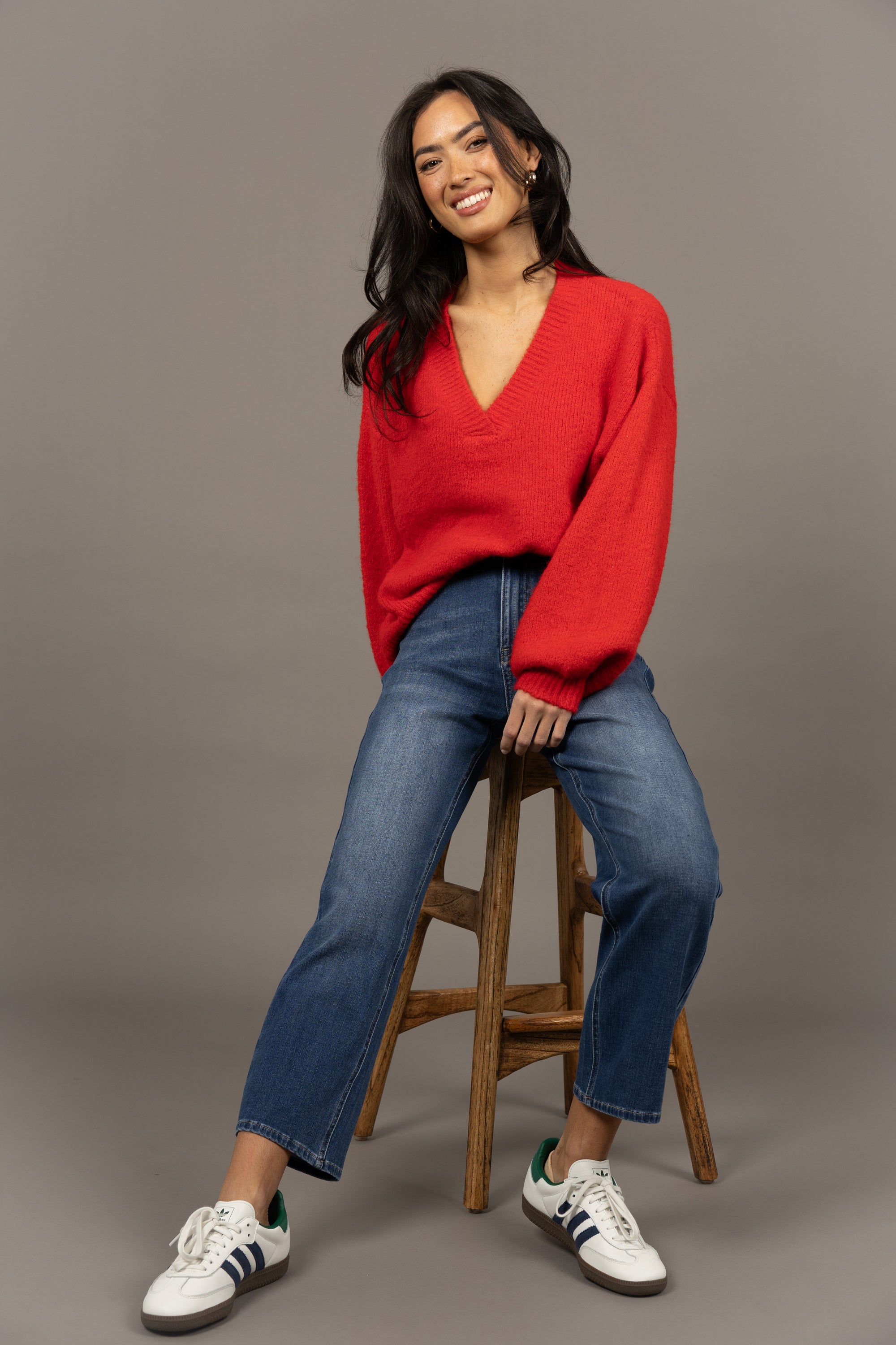 women wearing nouveau jumper in colour red